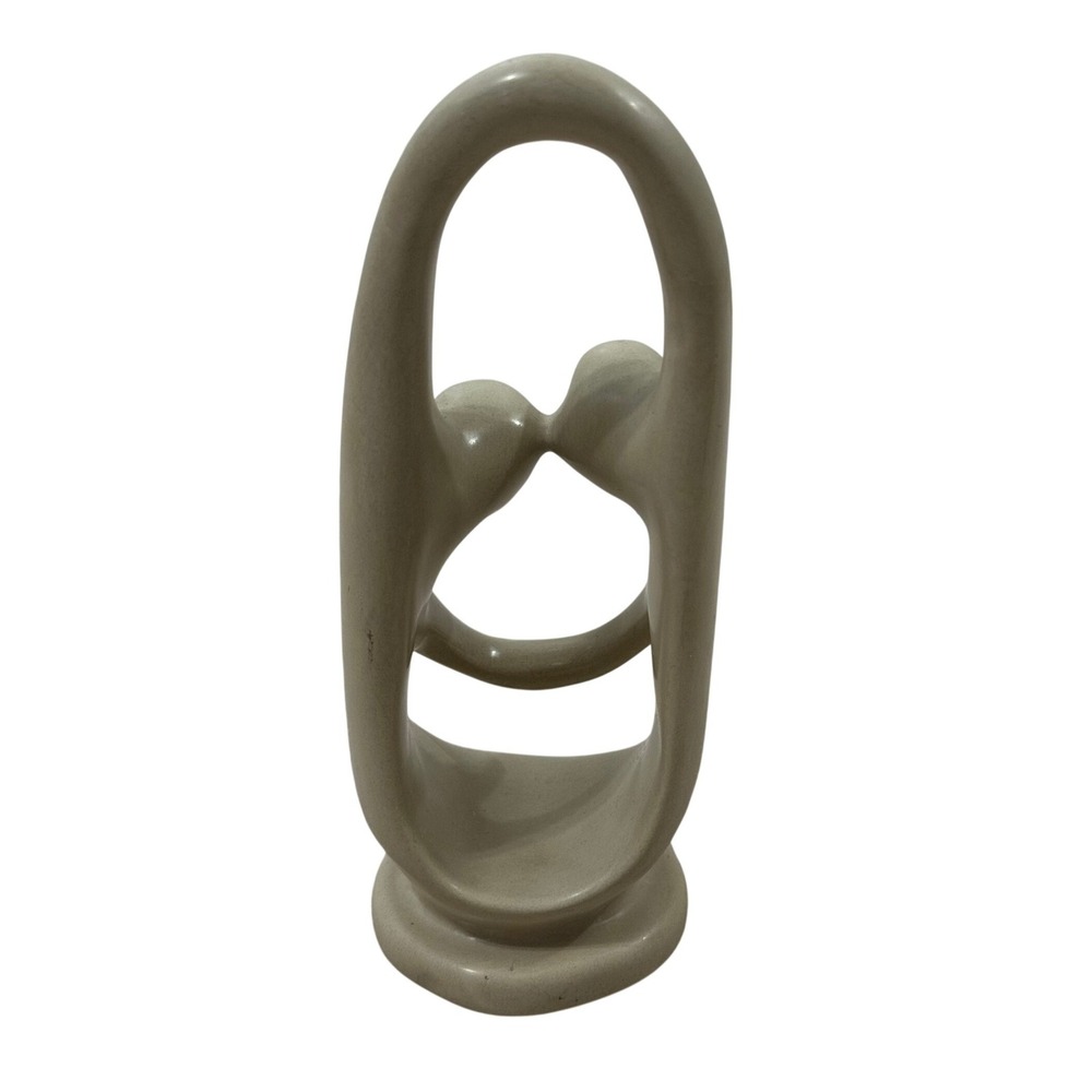 Abstract Soapstone Couple Sculpture Hand Carved Love Unity Figurine 8 Inch